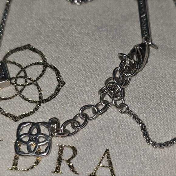 Kendra Scott Leanor Silver tone Multicolor Drusy bar Necklace Multi Drusy - Picture 9 of 10